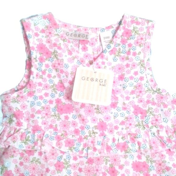 George 24M Infant Girls sundress bloomers flower White pink Toddler NEW - Picture 5 of 5